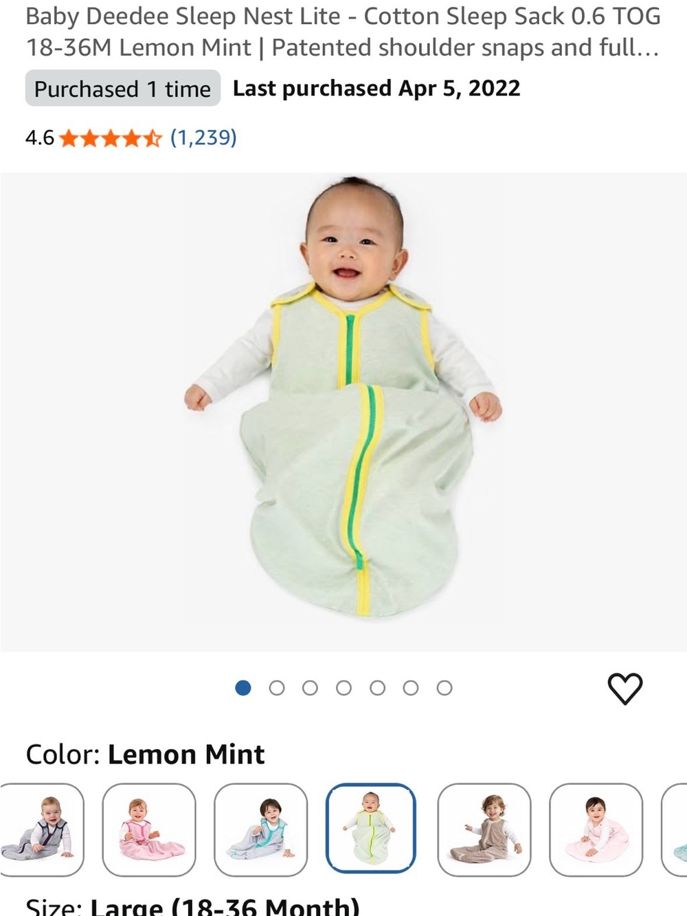 Baby Deedee cotton sleepsack large 18-36mos
